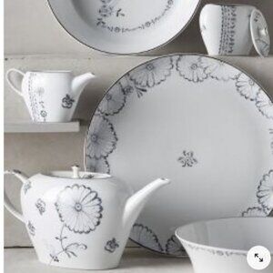 Anthropologie Greenwich-Cherry Blossom Grey Tea Set-Teapot, Sugar Pot, & Creamer